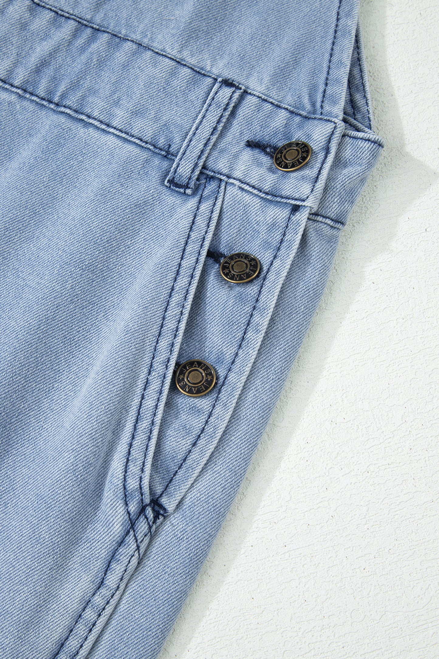Mist Blue Retro Distressed Denim Overall Jumpsuit
