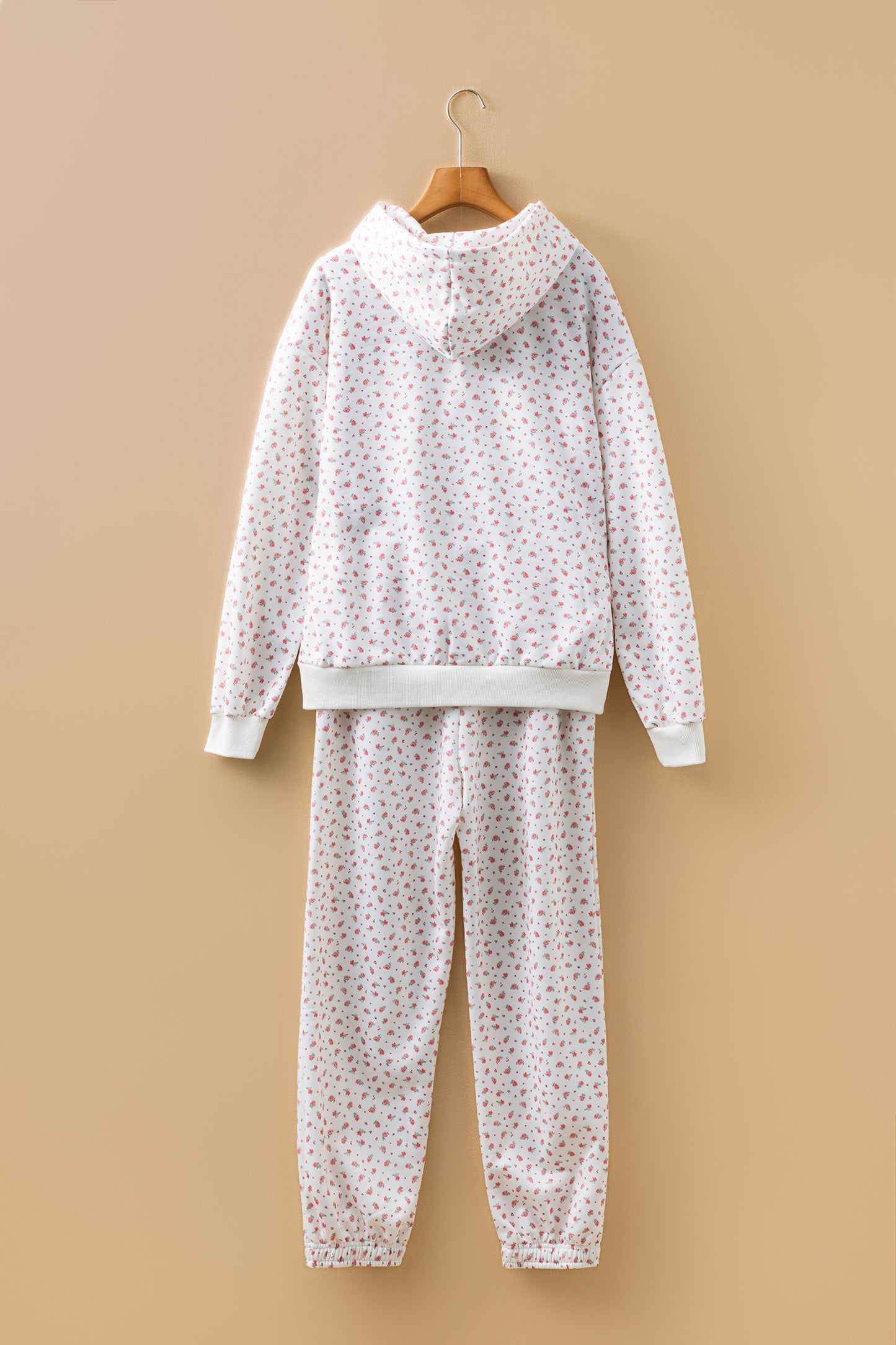 Pink Floral Kangaroo Pocket Hoodie & Sweatpants Set
