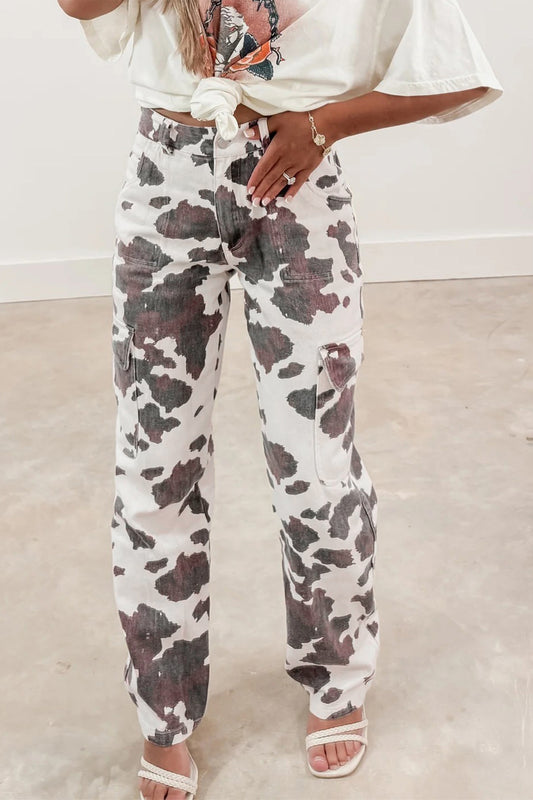 Brown Cow Spots Multi Pocketed Jeans
