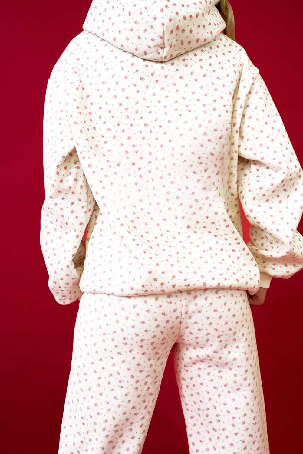 Pink Floral Kangaroo Pocket Hoodie & Sweatpants Set