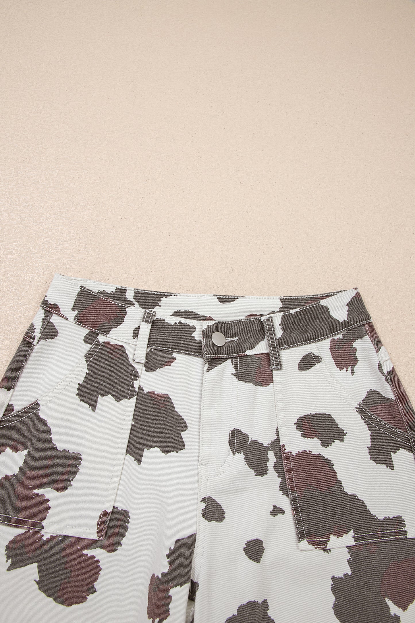 Brown Cow Spots Multi Pocketed Jeans