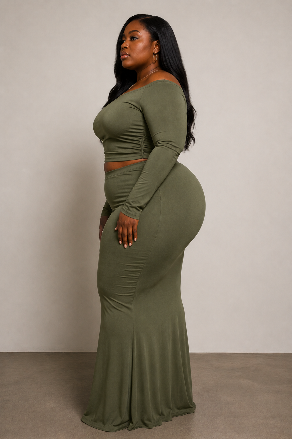 One Side Off Shoulder Top & Skirt Set