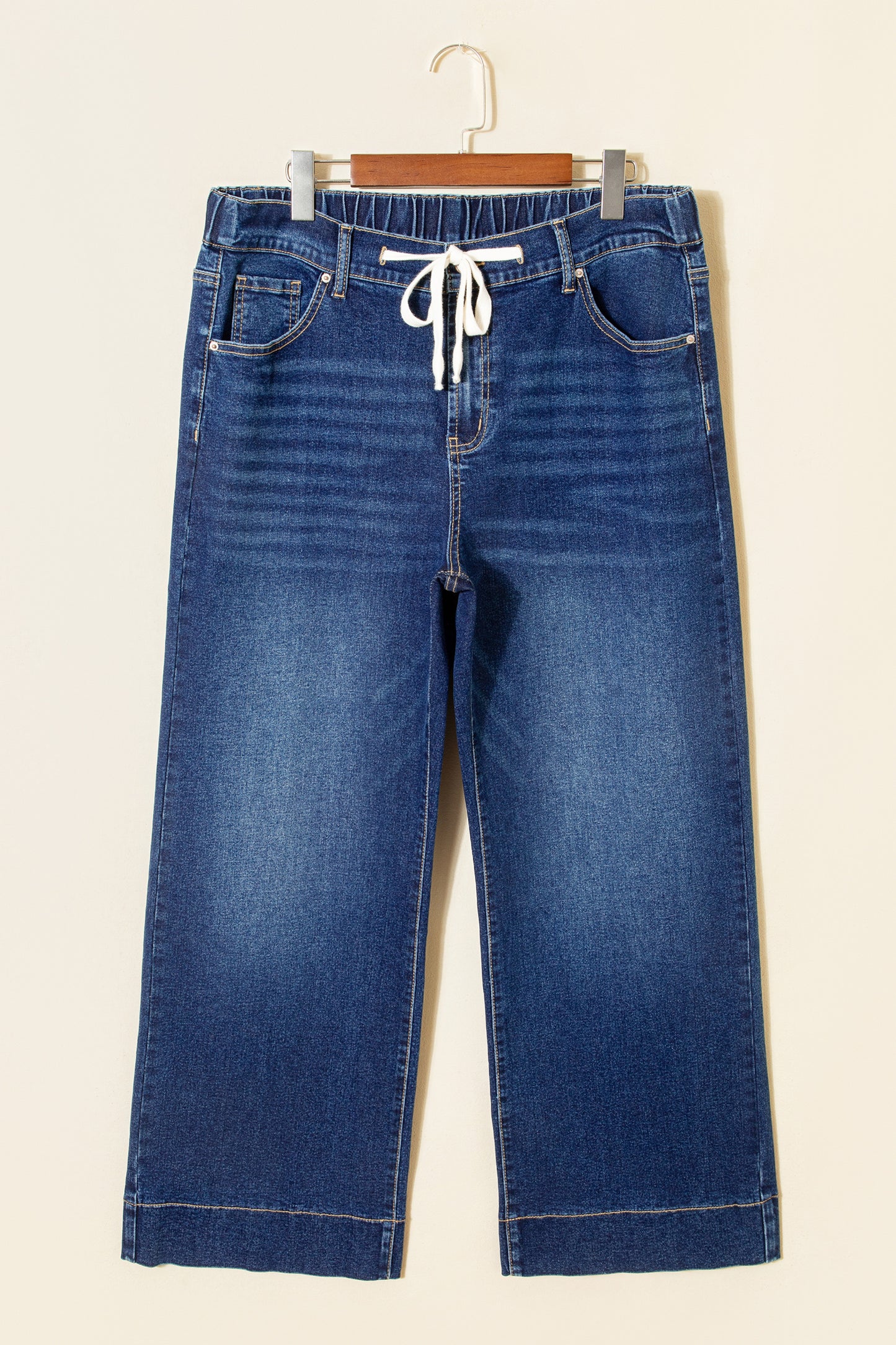Acid Washed Contrast Lace-up Jeans