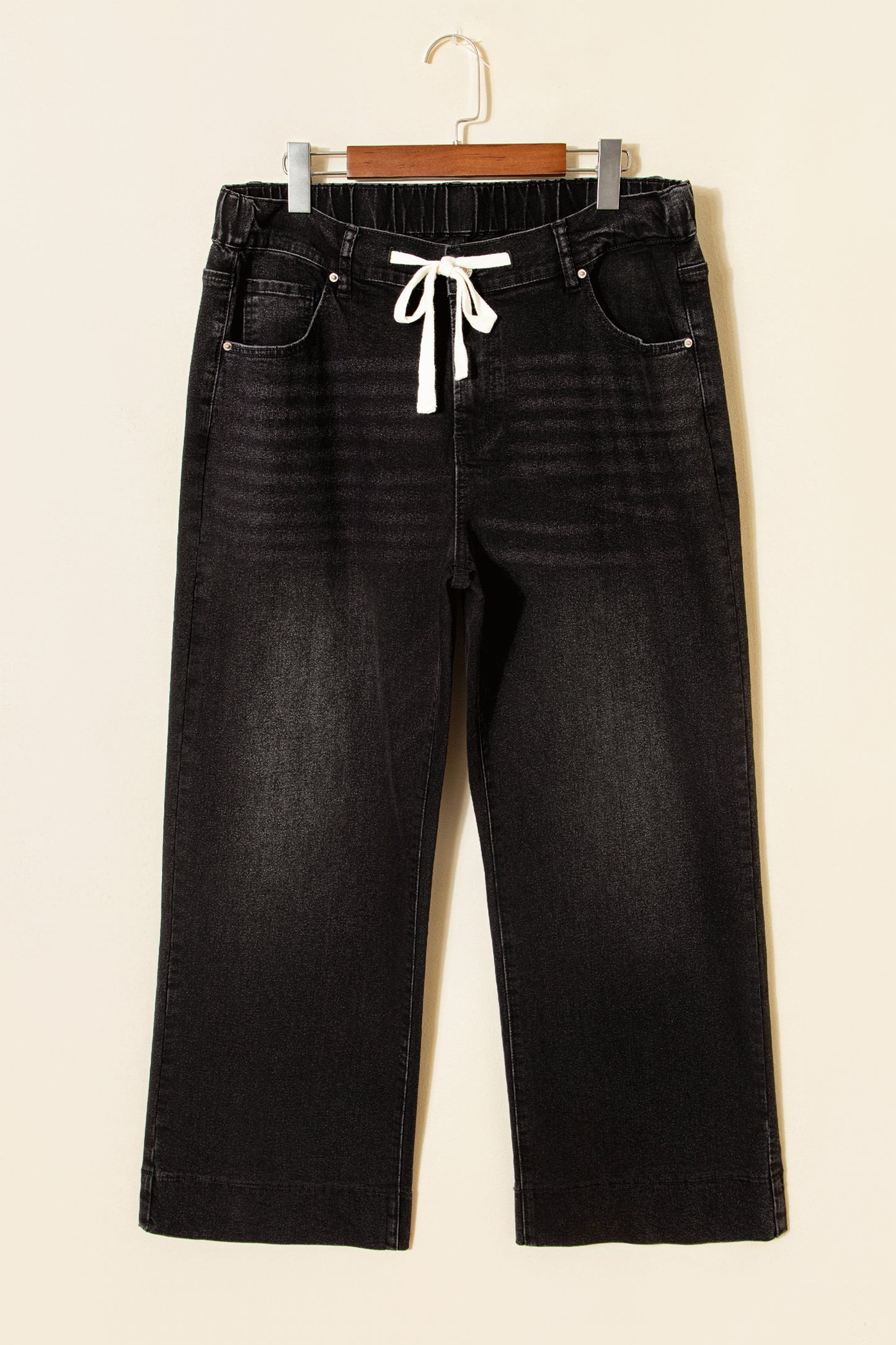 Acid Washed Contrast Lace-up Jeans