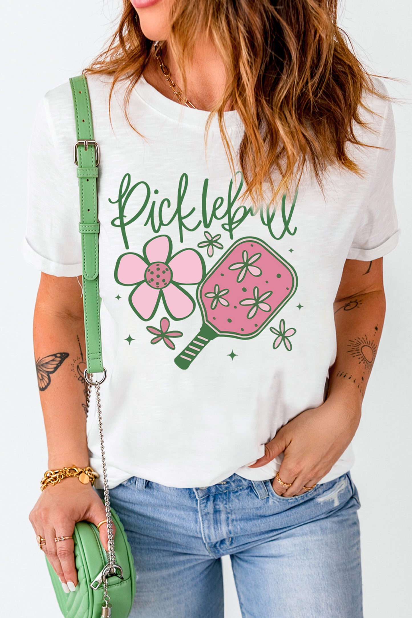 White Pickleball Sweet Flower T Shirt