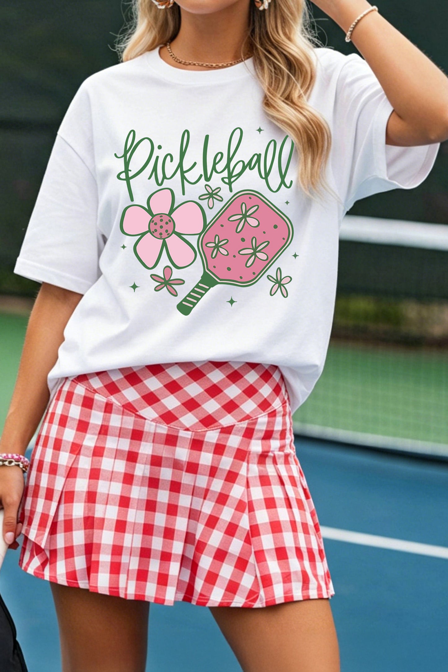 White Pickleball Sweet Flower T Shirt